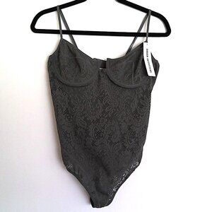 New Out From Under by Urban Outfitters Lace Teddy Bodysuit Gray UW NWT $59 Sz L